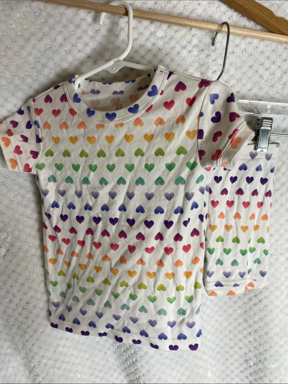 baby GAP Short Sleeve Pajamas with Rainbow Heart Print